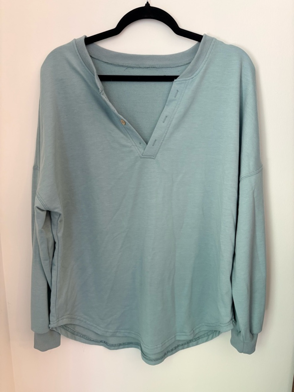 Light Teal Long Sleeve Henley Top